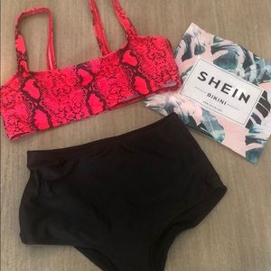 Red and Black Snake Skin Shein Bikini